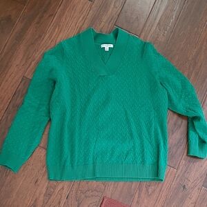 Studio Works women's Green V-neck cable knit sweater size 1X